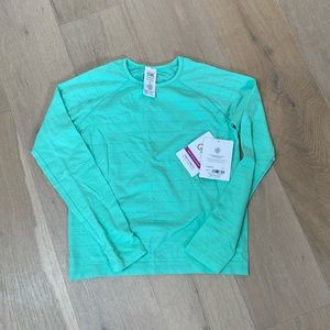 NWT Athleta Girl Power Up Shimmer Top, Mint Green, Sz L/12